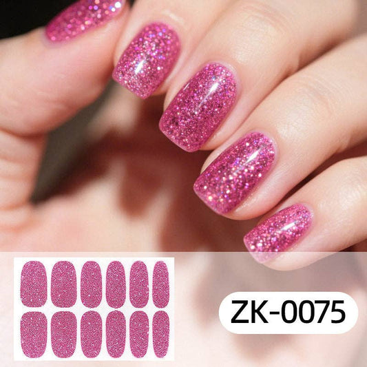Chic Solid Color Onion Pink Nail Stickers