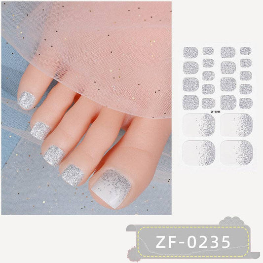 Solid Color Gradient Glitter Nail Stickers For Toes