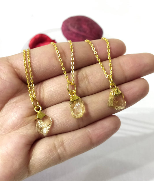 Raw Crystal Necklace |Natural Citrine |Raw Gemstone Necklace