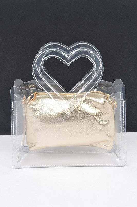 Heart Shape Handle Stadium Transparent Bag Set