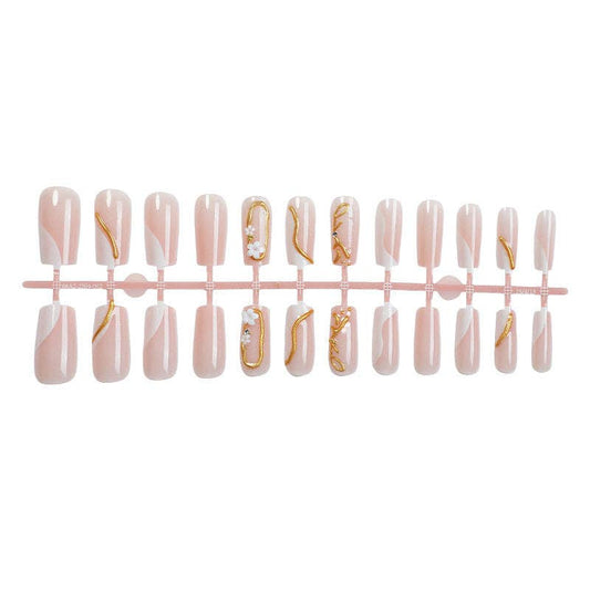 Fashion French Nail Stickers With Gold Edge Detachable