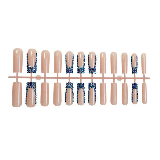 Wholesale Blue Glitter Luxury Press-On Nails For Women