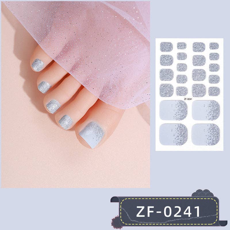 Solid Color Gradient Glitter Nail Stickers For Toes