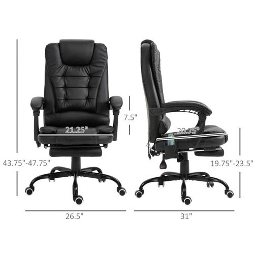 Black 7 Mode Vibrating High Back Executive Massage Adjustable Office Chair