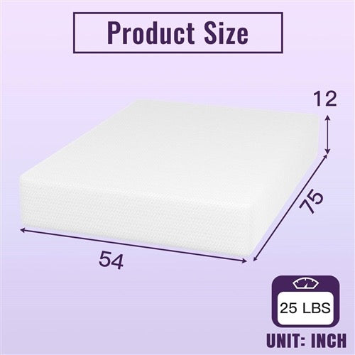 Full size 12-inch Charcoal Infused Memory Foam Mattress with Removable Cover