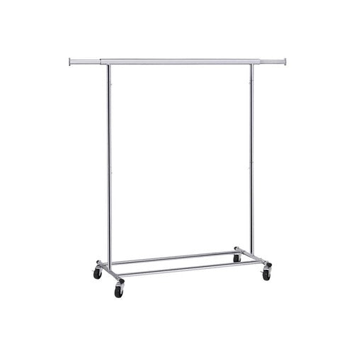 Heavy Duty Chrome Plated Silver Metal Garment Rack Clothes Hanging Bar on Wheels