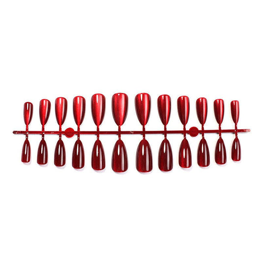 Red Cat Eye Cherry Nail Stickers Detachable Press On Nails