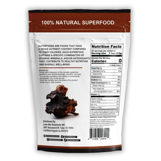 Lone Star Botanicals Organic Chaga Mushroom Powder 3.5oz