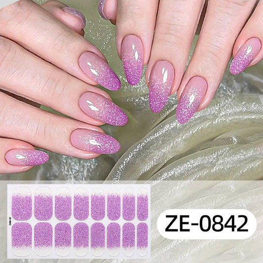 Nail Stickers With Glitter Gradient And Adhesive Backing