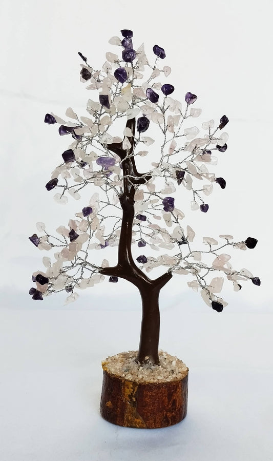 Gemstones Tree |Amethyst with Rose Quartz | Mix Crystal Tree