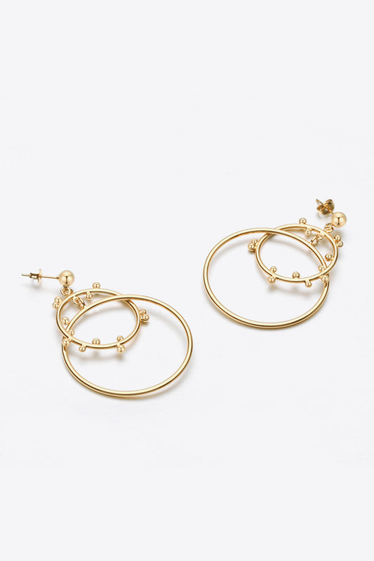 18K Gold-Plated Double Hoop Drop Earrings - GlamZation