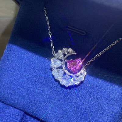 1 Carat Moissanite 925 Sterling Silver Heart Necklace