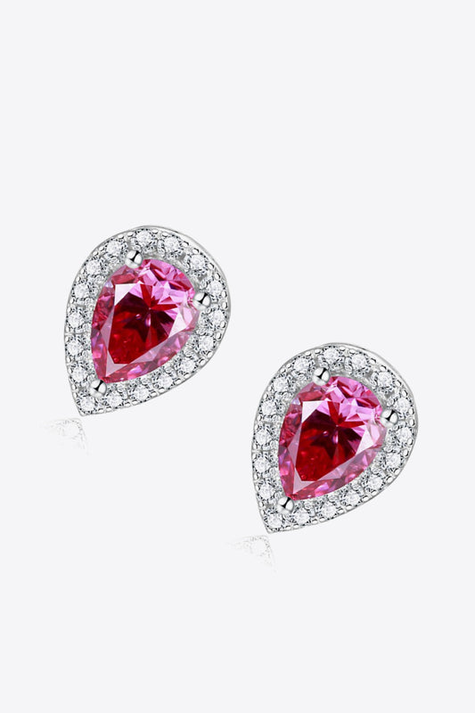2 Carat Moissanite Teardrop Stud Earrings in Rose - GlamZation