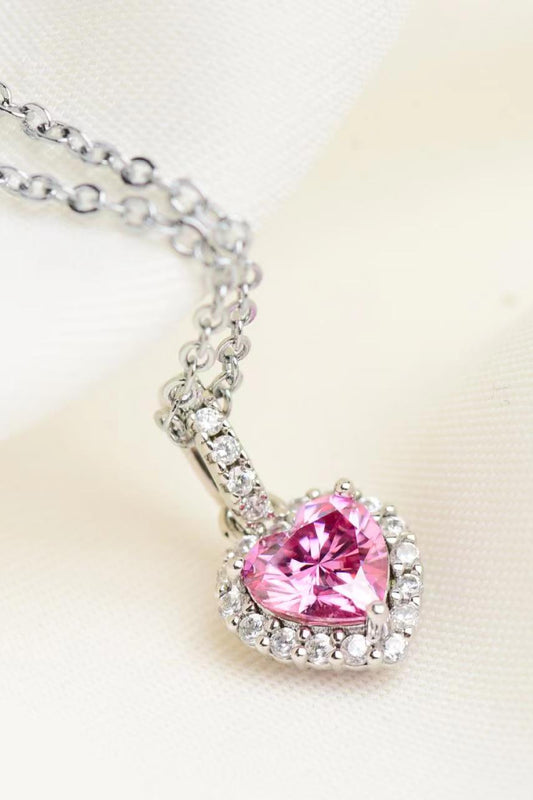 1 Carat Moissanite Heart Pendant Necklace - GlamZation