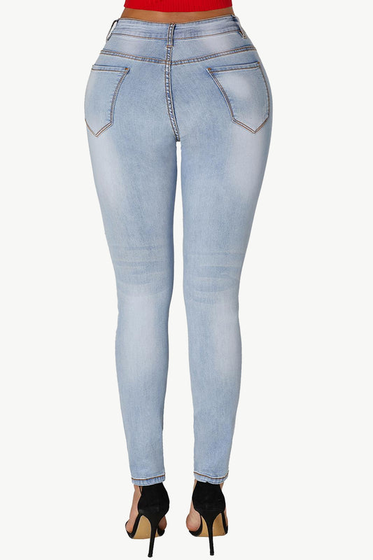 Acid Wash Ripped Skinny Jeans - GlamZation