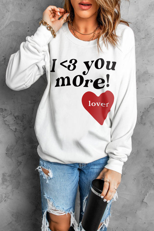 Heart Letter Graphic Long Sleeve Sweatshirt
