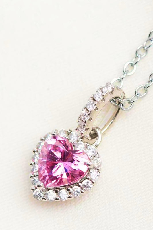 1 Carat Moissanite Heart Pendant Necklace - GlamZation