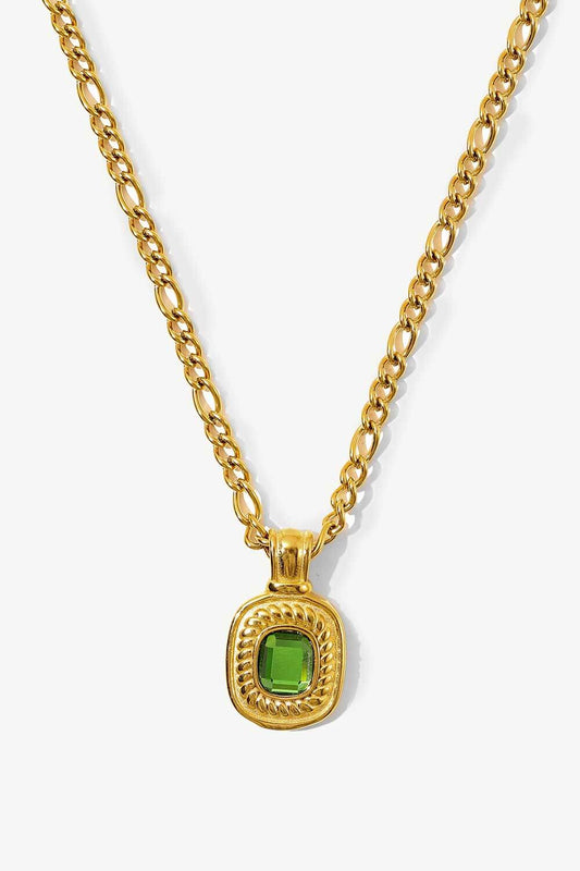 18K Gold Plated Inlaid Rhinestone Pendant Necklace - GlamZation