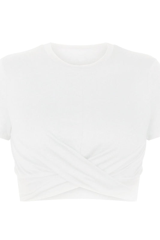 Round Neck Short Sleeve Crisscross Tee