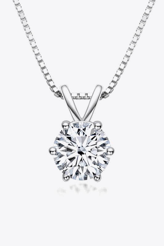 925 Sterling Silver 1 Carat Moissanite Pendant Necklace - GlamZation