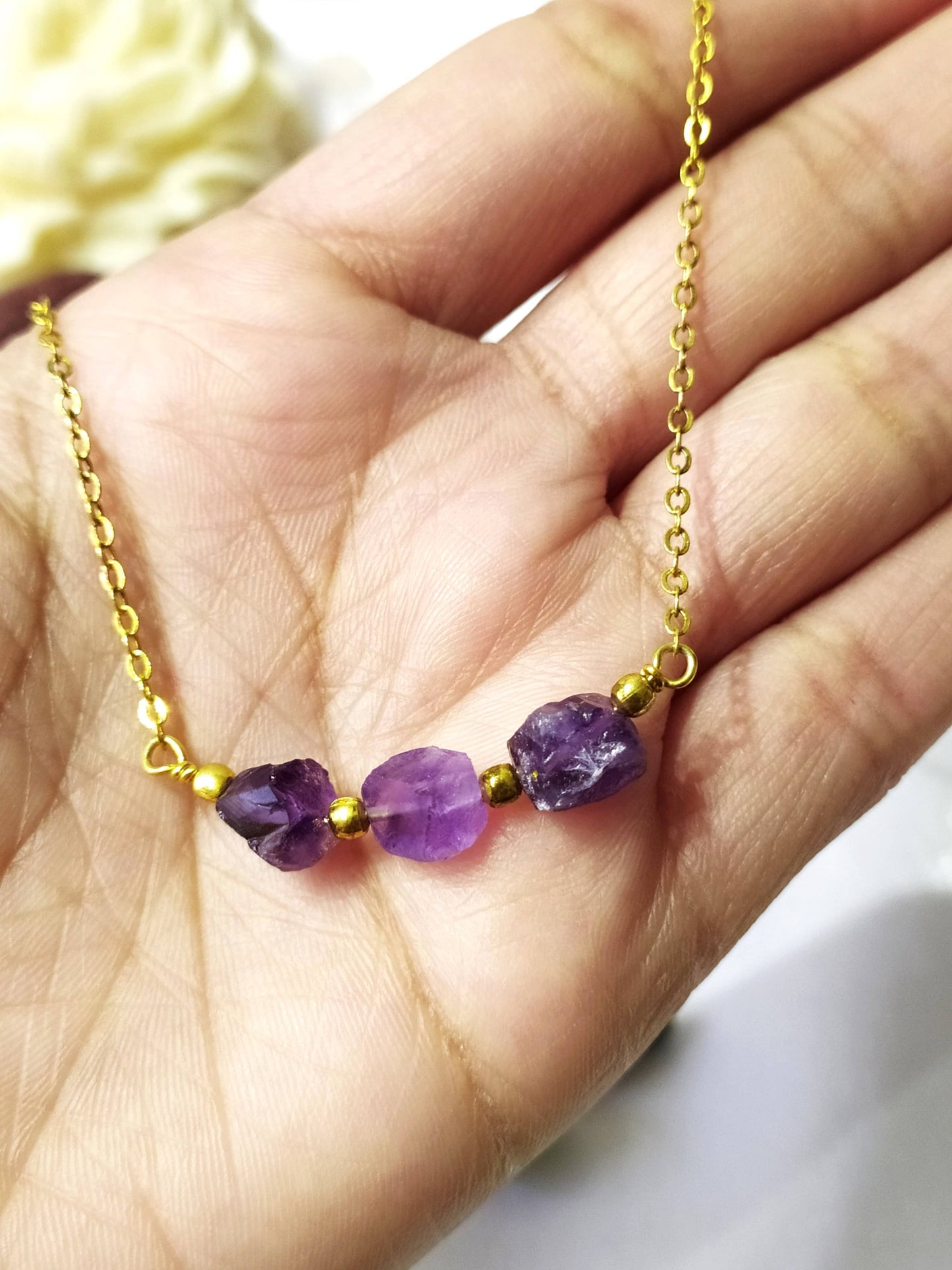 Raw Crystal Necklace| Amethyst Stone | Raw Amethyst Necklace