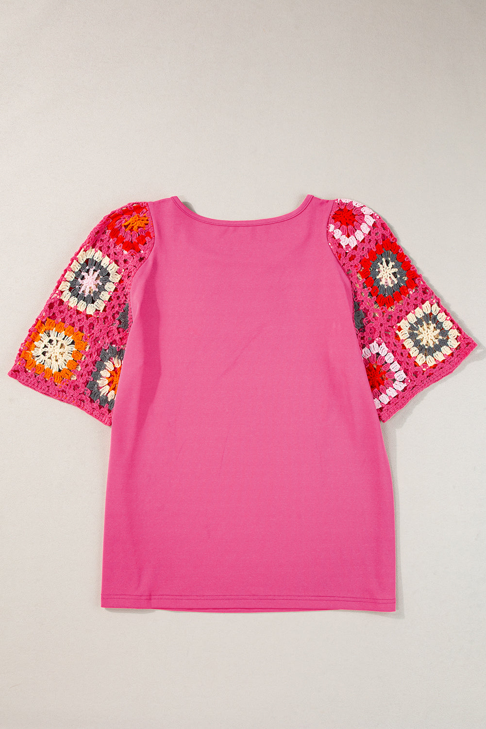 Turquoise Floral Crochet Short Sleeve Top
