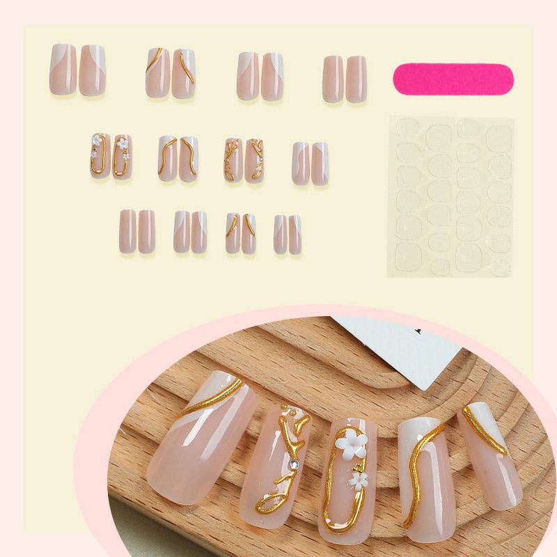 Fashion French Nail Stickers With Gold Edge Detachable