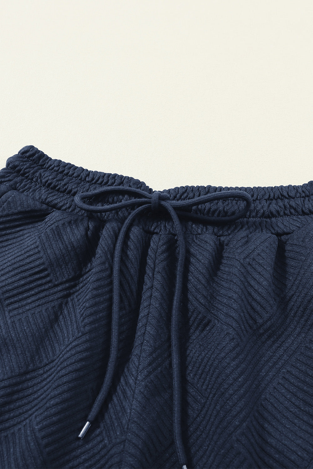 Gray Textured Loose Fit T Shirt and Drawstring Pants Set