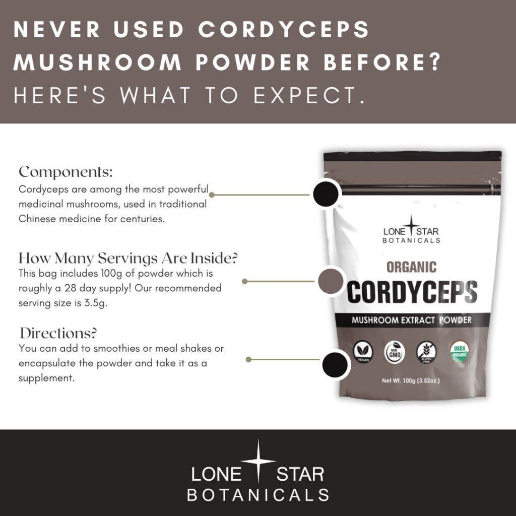 Lone Star Botanicals Organic Cordyceps Mushroom Powder 3.5oz