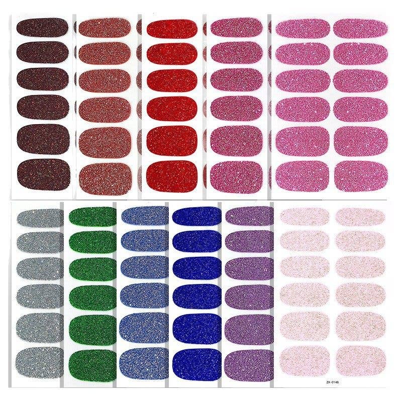 Chic Solid Color Onion Pink Nail Stickers