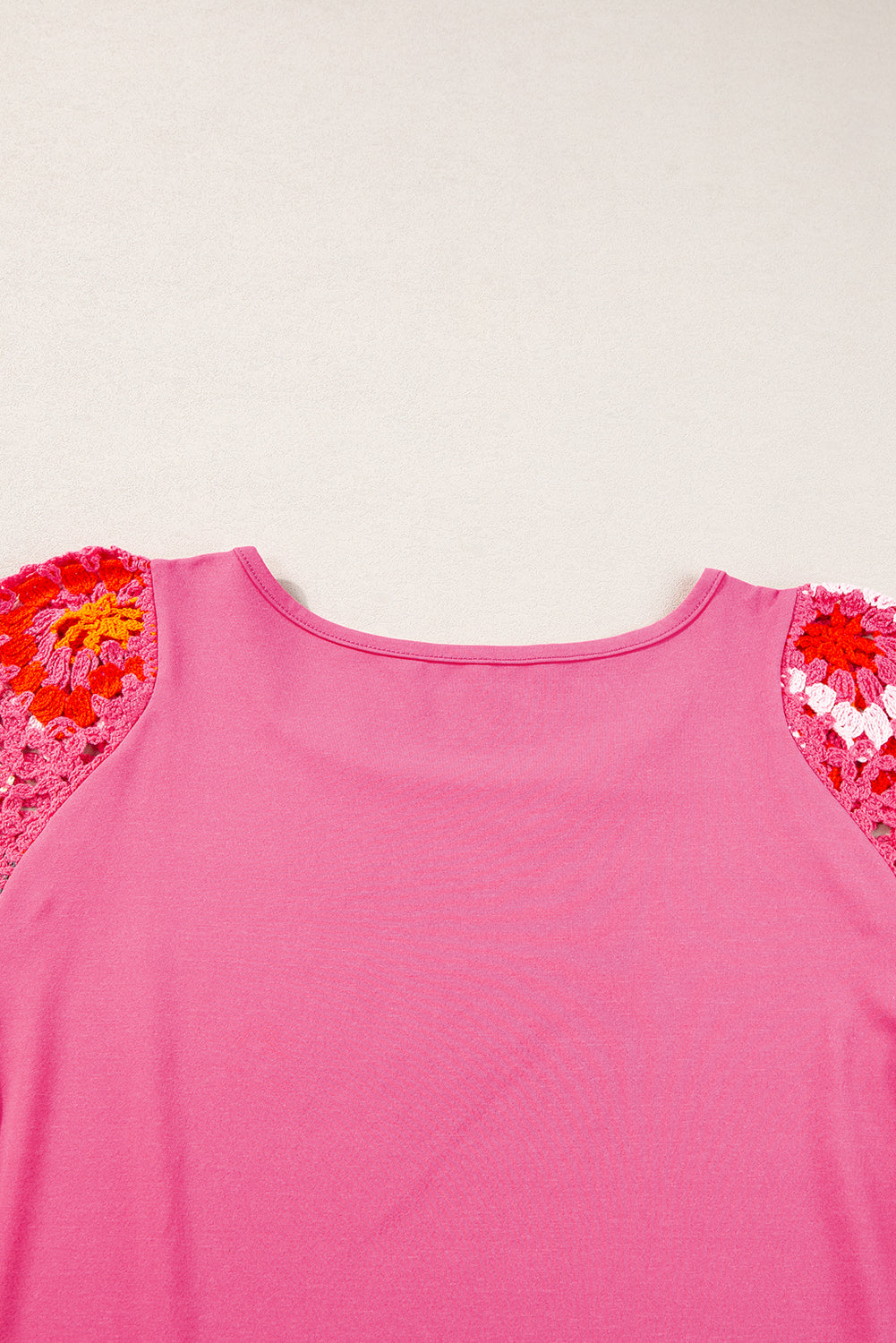 Turquoise Floral Crochet Short Sleeve Top