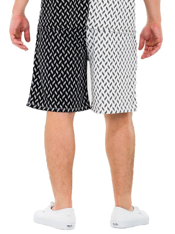 Weiv Mens Diamond Two Tone Print Shorts