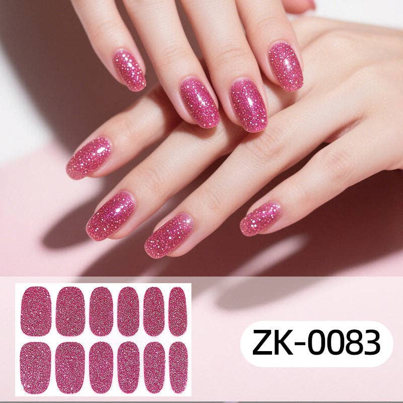Chic Solid Color Onion Pink Nail Stickers