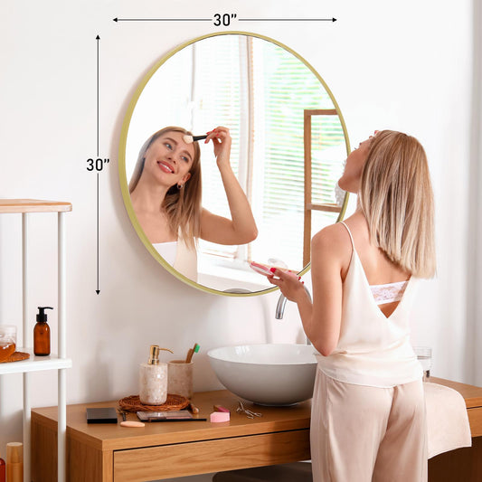 Black Round Wall Mirror 20 Inch, Bathroom Mirrors for Over Sink, Circle Mirror for Bathroom, Entryway, Bedroom, Vanity