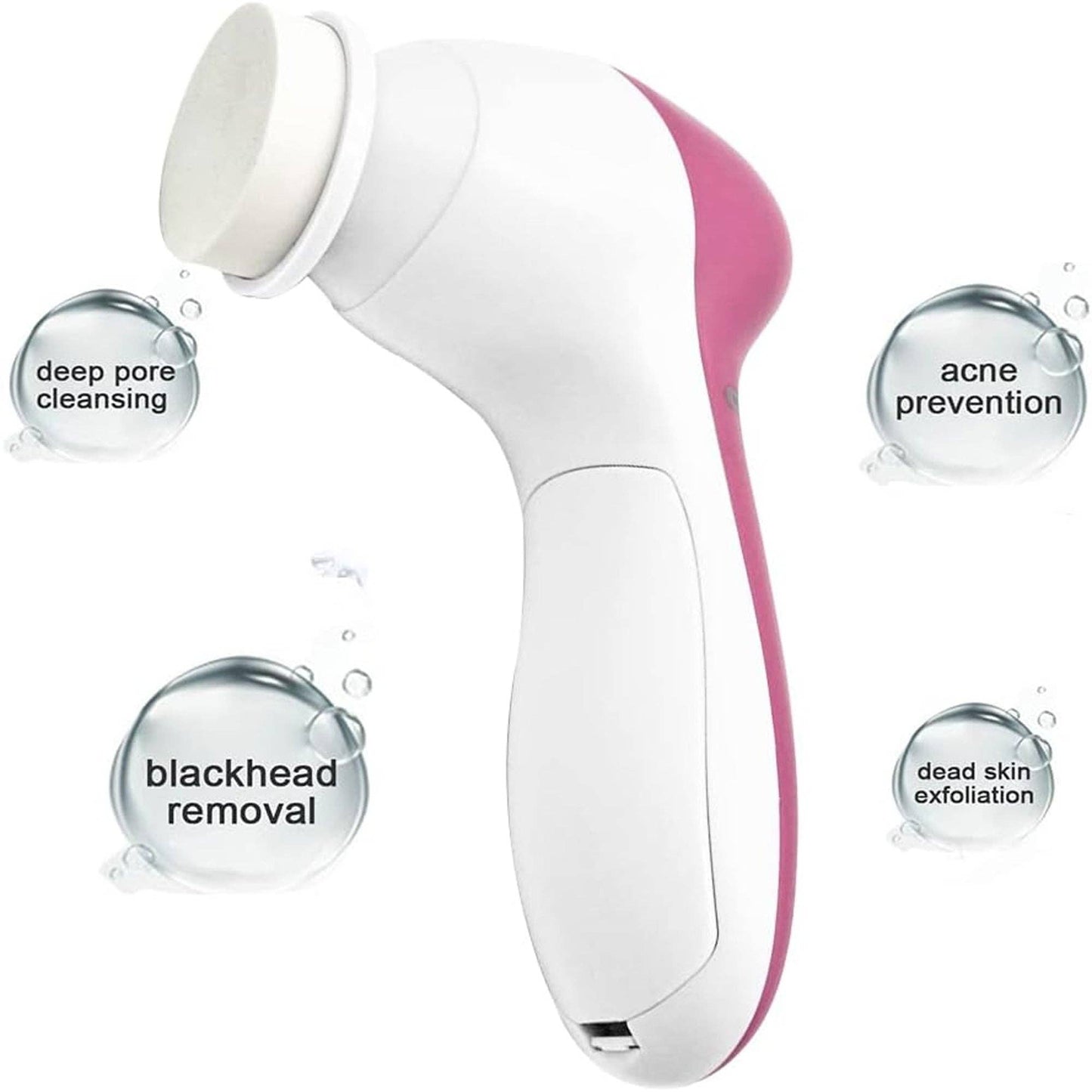 Facial Cleansing Brush - Facial Scrubber for Skin Cleansing, Exfoliating, and Massaging (Pink)