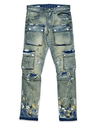 Multi Cargo Slim Straight Denim