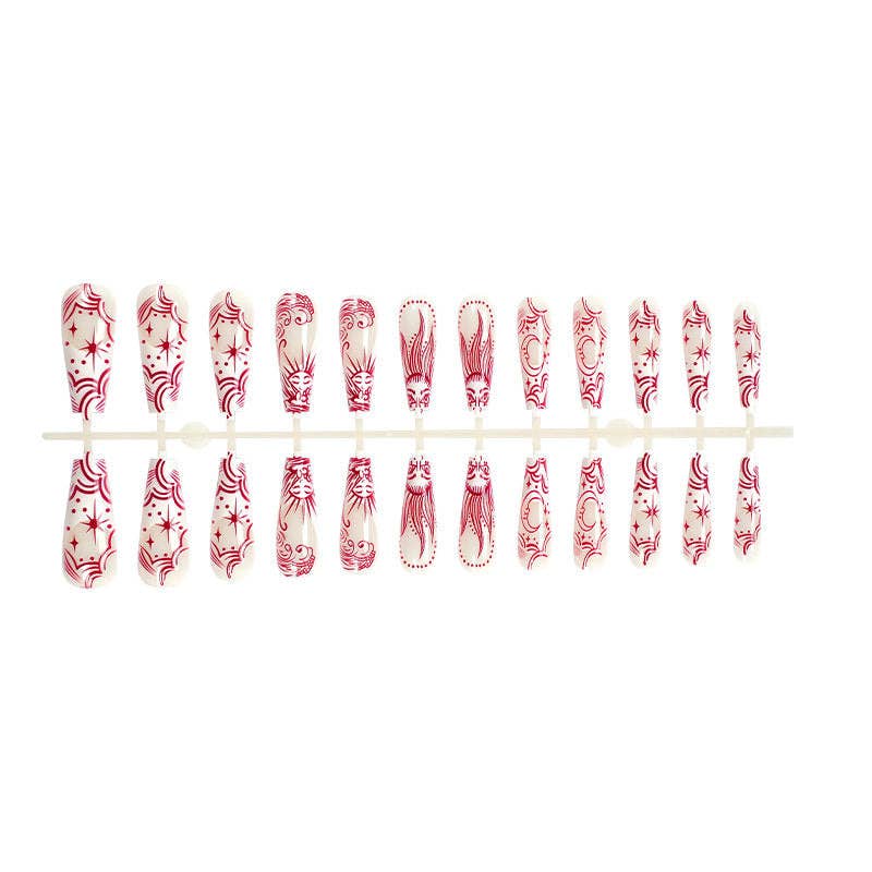 Greek Moon Long Nail Tips For Women, Press-On Nails