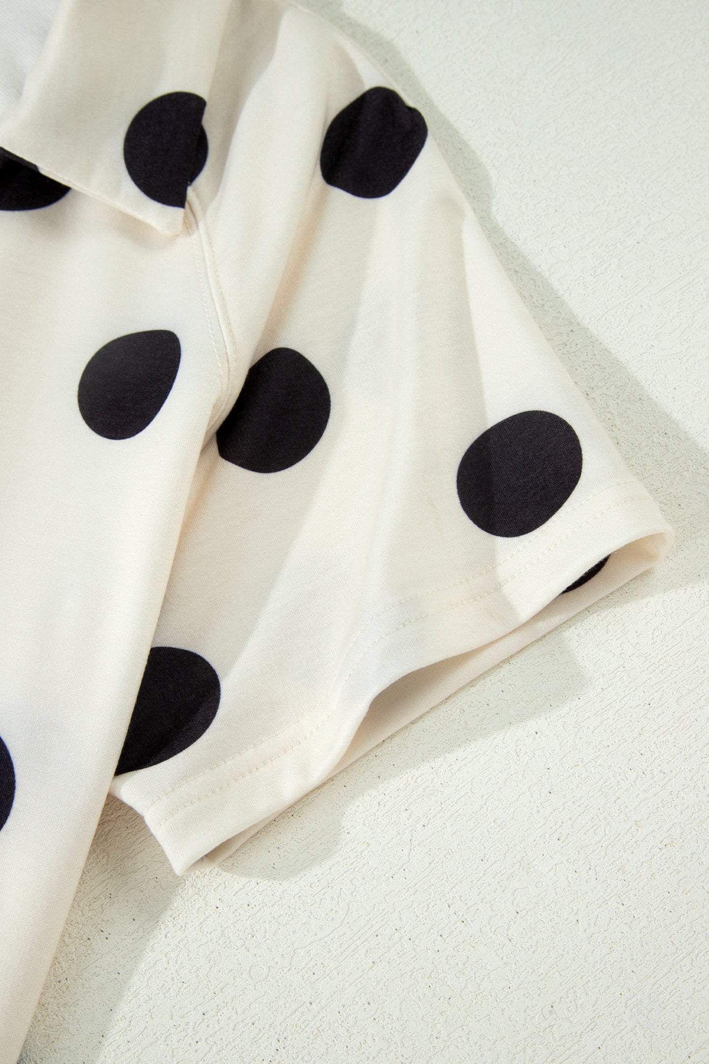 Green Polka Dot Print V Neck Tee Short Set