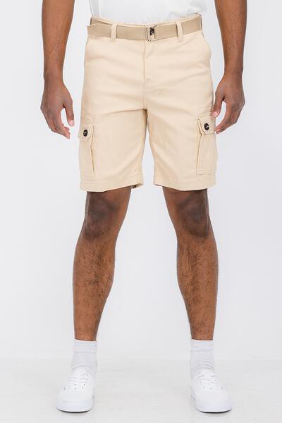 Weiv Mens Belted Cargo Shorts Pockets and Belt