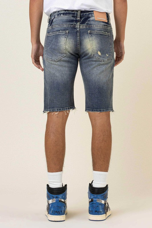 Boro Stitch Heavy Rip 7 Repair Denim Shorts