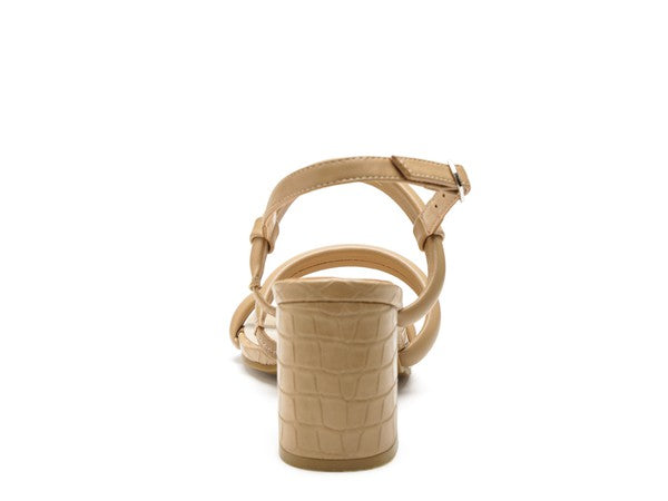 SLATER CROC SLINGBACK BLOCK SANDALS