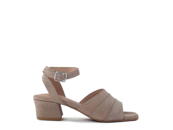 SIGRID FINE SUEDE BLOCK HEELED SANDAL IN NUDE