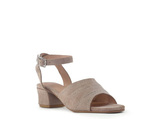 SIGRID FINE SUEDE BLOCK HEELED SANDAL IN NUDE