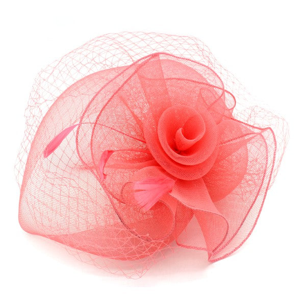 CLASSIC ROSE FASCINATOR W/ HEADBAND AND CLIP