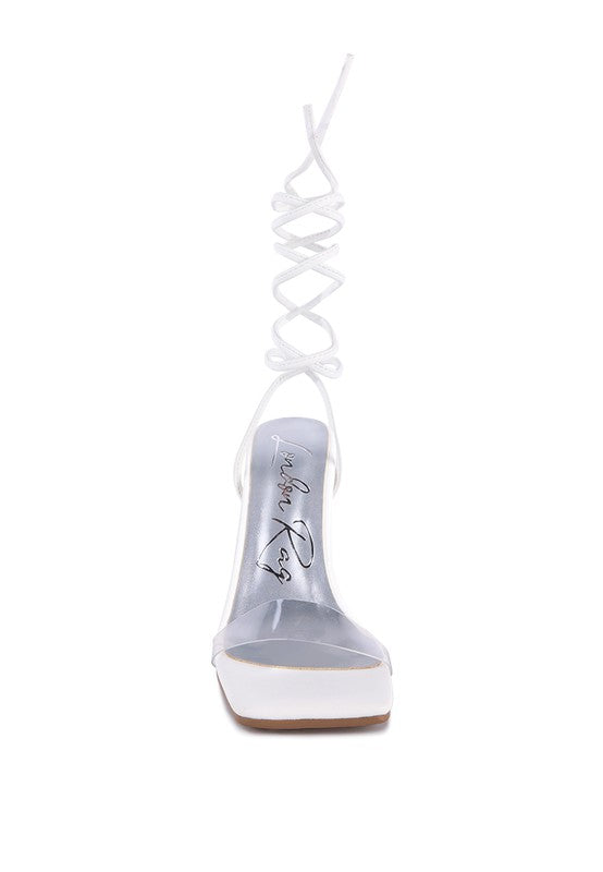 SCANSTA LACE UP DIAMANTE HIGH HEEL SANDAL