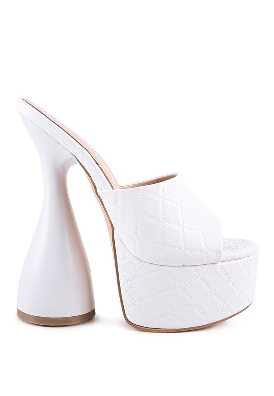 OOMPH QUILTED HIGH HEELED PLATFORM SANDALS