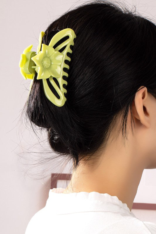 Large hair Claw clip with flower handle