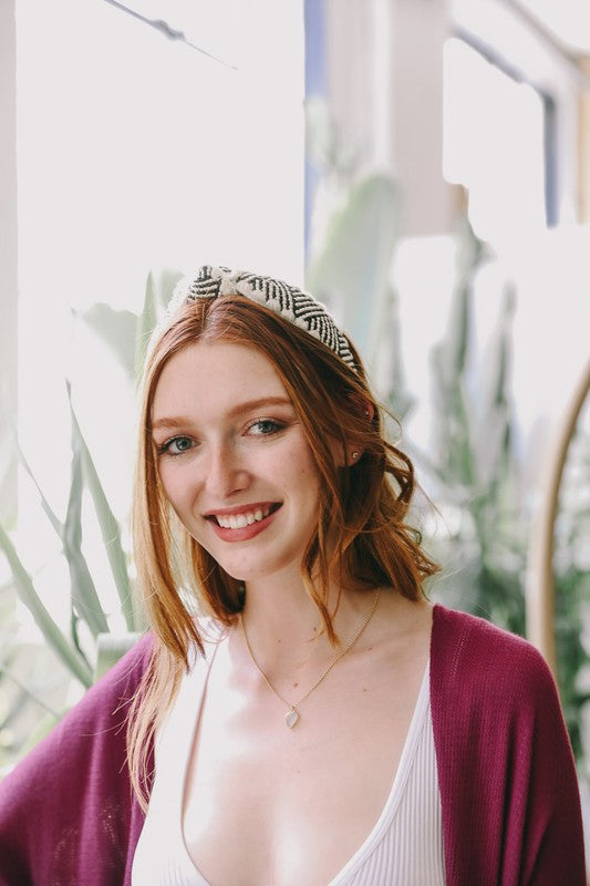 Topknot Checker Crochet Headband