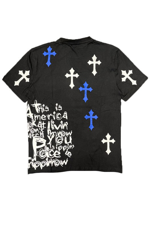 Weiv Cotton Print Chome Cross Thirt