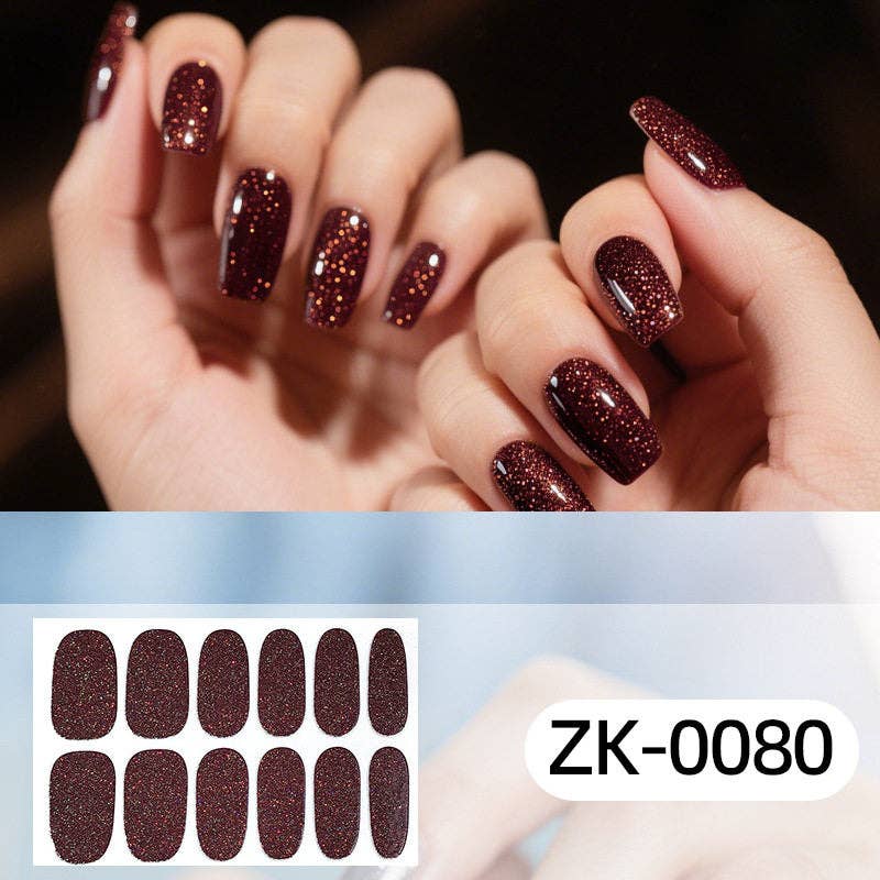 Chic Solid Color Onion Pink Nail Stickers